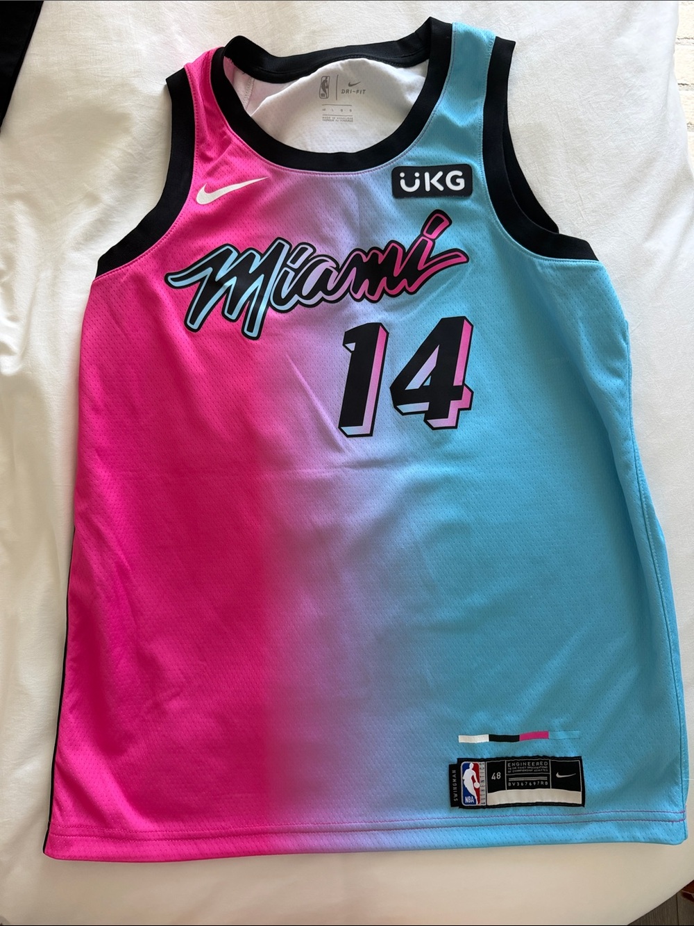 NBA Miami Gradient Pink and Blue #14 Basketball Jersey